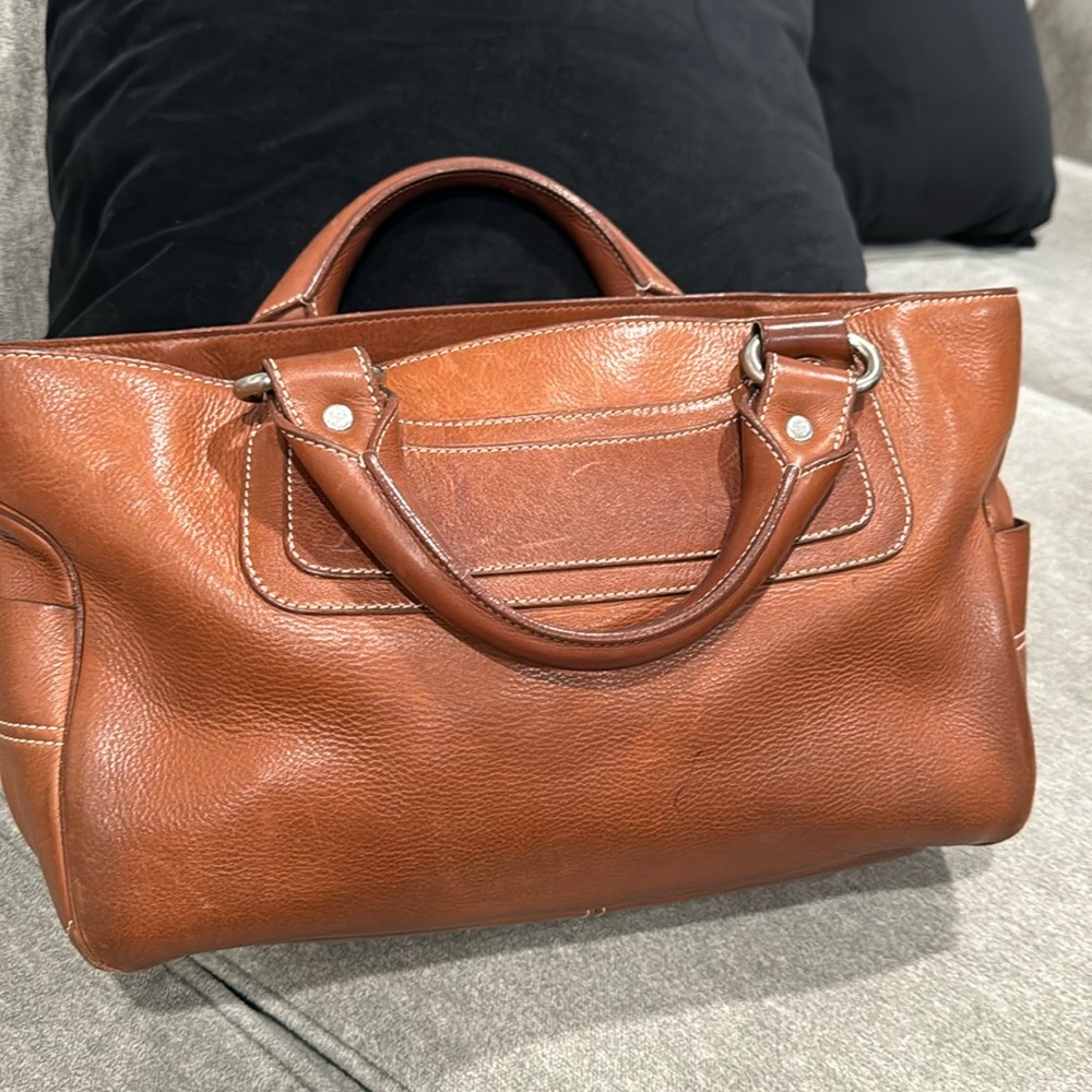CELINE Boogie Leather Tote Bag, Brown